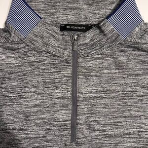 Bugatchi MENS XXL Heathered‎ Gray Quarter-Zip golf pullover soft classic